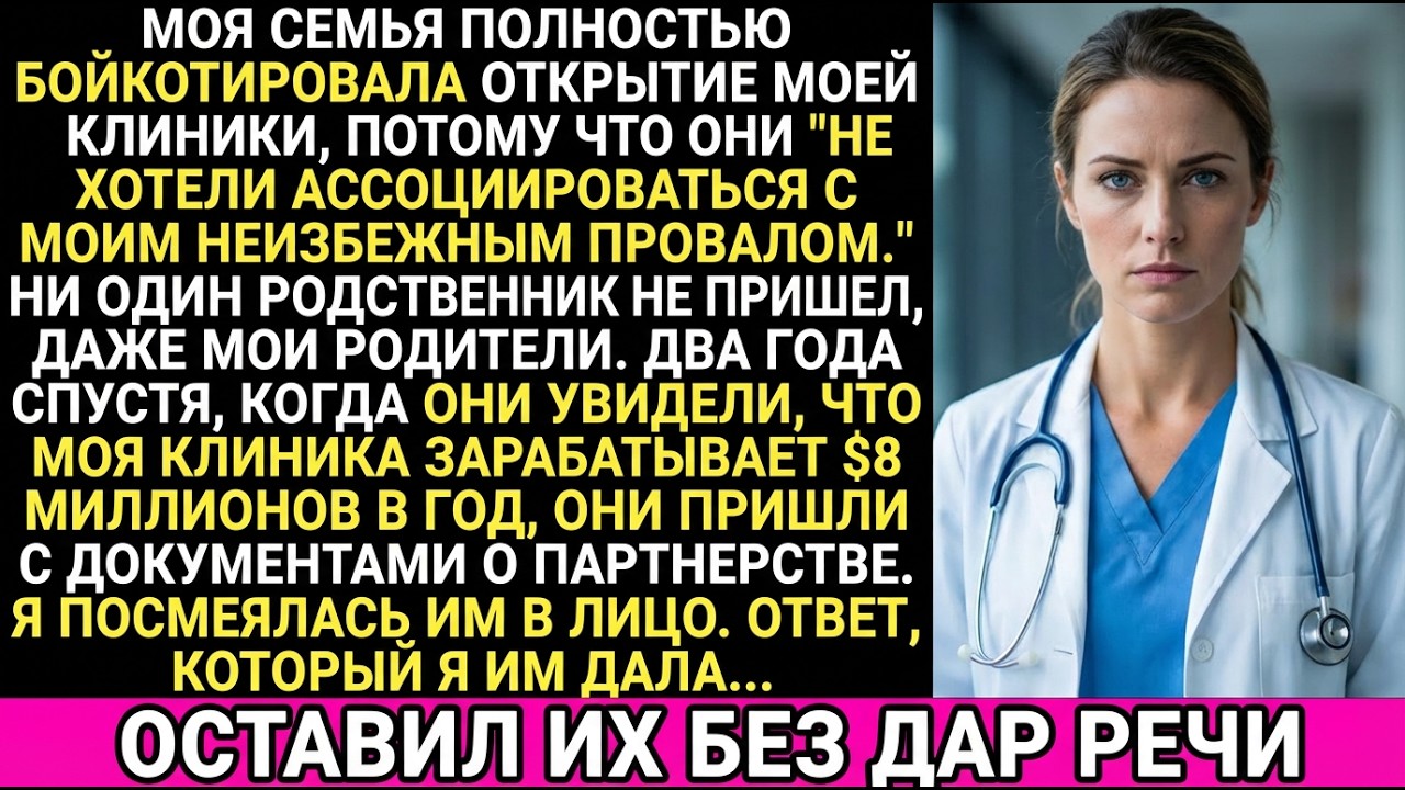 Я создала клинику с нуля — теперь семья хочет долю, звав меня неудачницей.