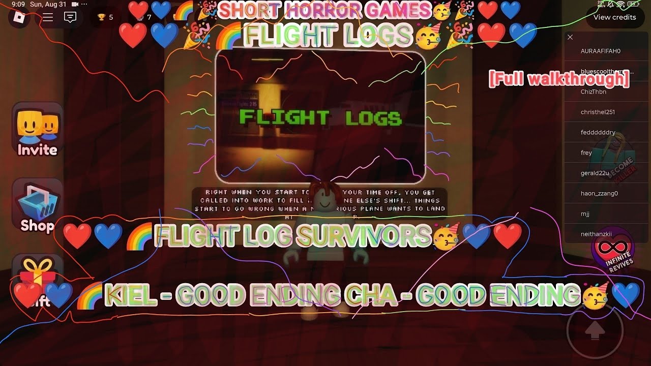 🌈Short horror games | flight logs | canon ending: good ending | [full walkthrough] | 💙💚 - friends🥳🎉🎉