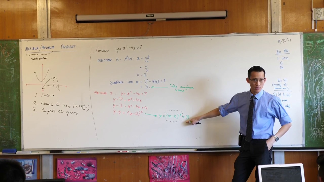 Maximum/Minimum with Quadratics (2 of 2: Completing the square)