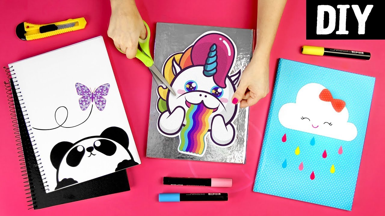 10 Ideias incríveis de Capa de Caderno 📚💜 DIY com Plástico Auto Adesivo