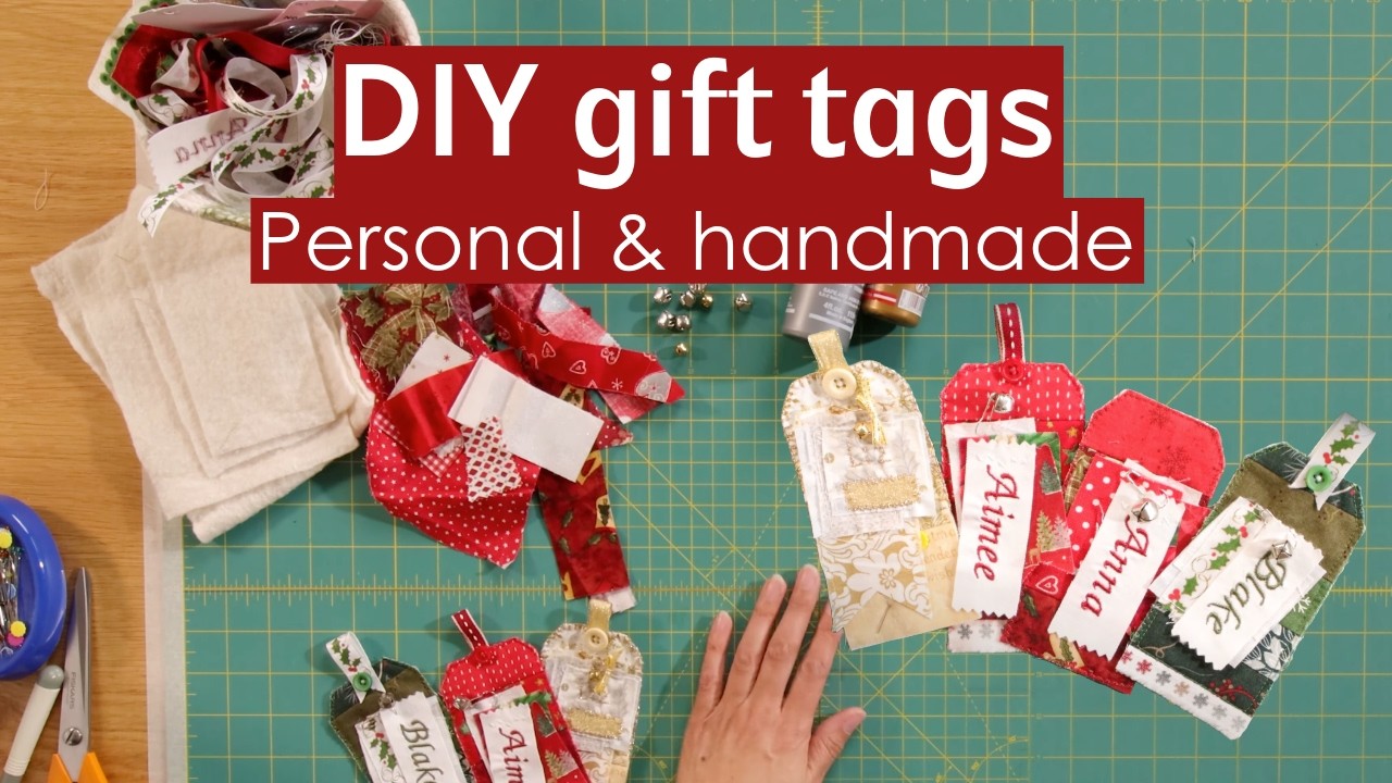 DIY Personalised Gift Tags with Embroidered Names | Scrap Fabric Craft Tutorial #handmadechristmas