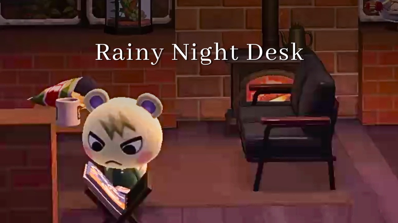 Rainy Night Study Room☔ | Marshal's Cozy Animal Crossing BGM (1Hour)