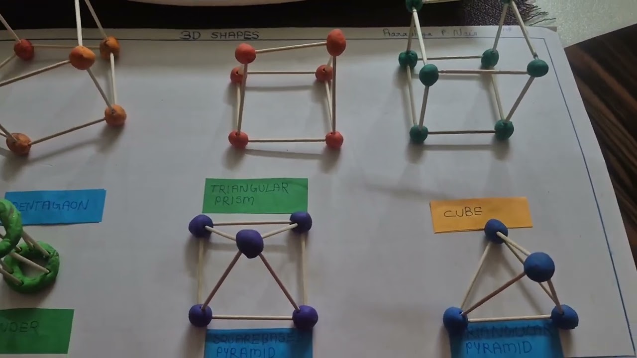 2D and 3D shapes using toothpicks and clay balls /kids school project SHAPES