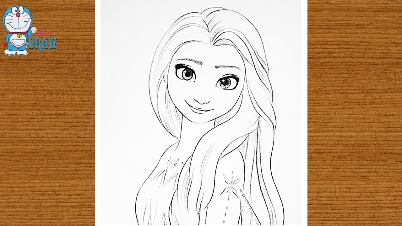frozen 2 Elsa drawing the sketch in easy way|outline art master|drawing tutorial