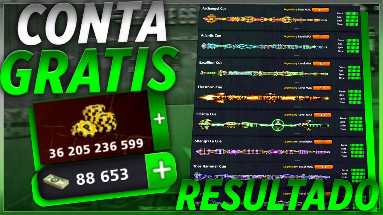 PARABENS!!! VOCE GANHOU UMA CONTA BILIONARIA E COMPLETA!!! - 8 Ball Pool