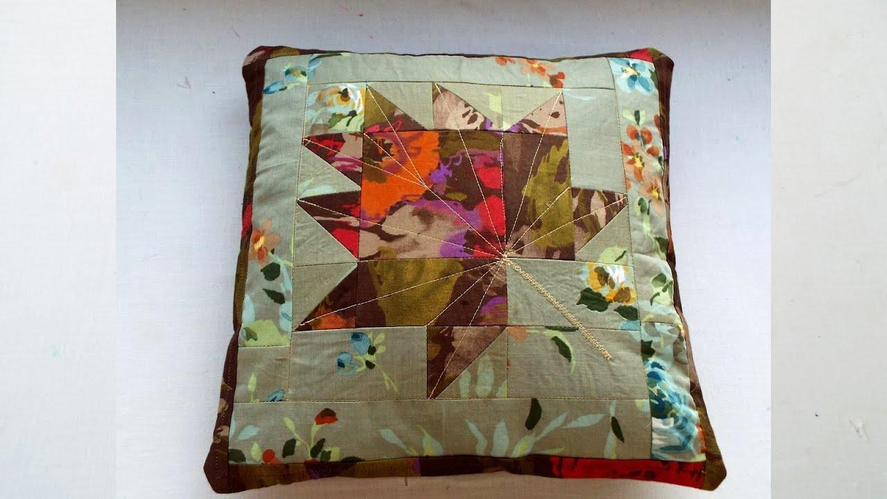 Лоскуты  от блузок и кофточек . Лоскутная подушка КЛЕНОВЫЙ ЛИСТ.  Patchwork sewing