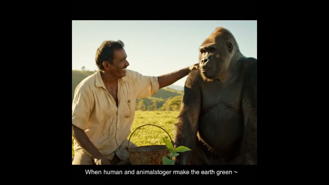 🌱 Gorilla & Farmer Save Nature Together | Emotional Short Video 💧