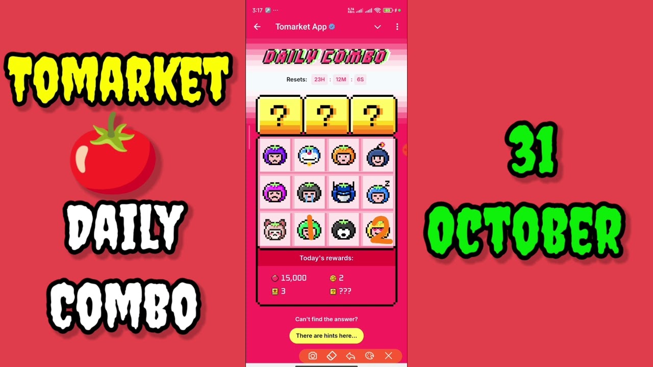 Tomarket airdrop combo 31 October | Tomarket Daily Combo Today
