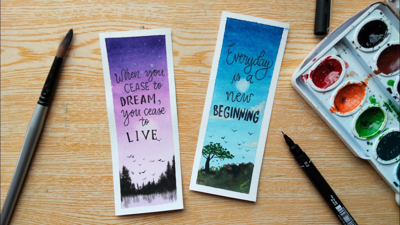 DIY Watercolor Bookmarks with Inspirational Quotes