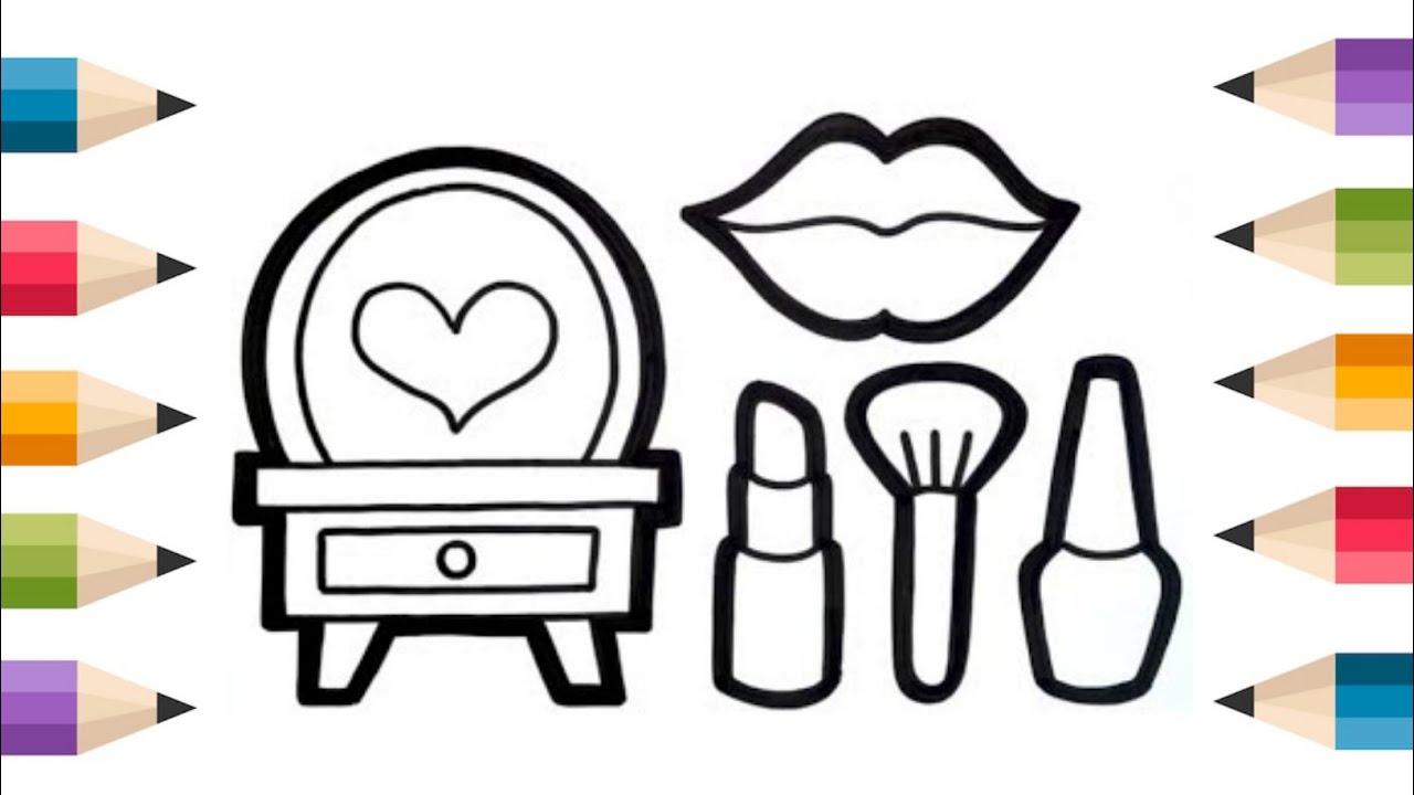 Step by Step Makeup Kit  💄💄💄💍Drawing and Coloring for Kids | Easy & Fun | make up kit| Drawing 🎨🎨🎨