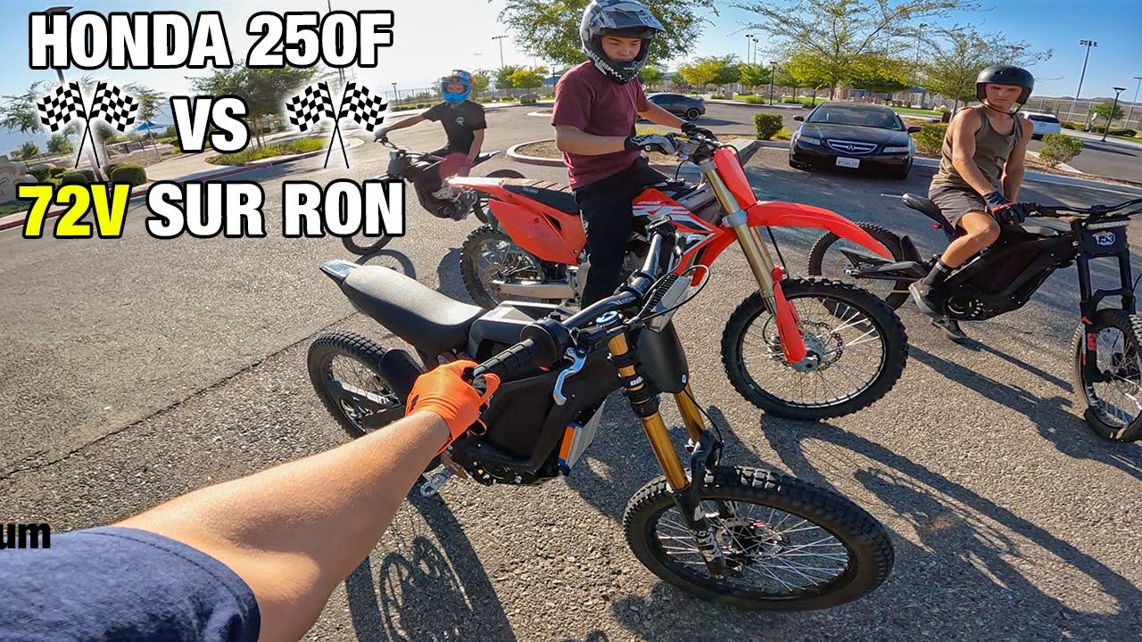 72v Sur Ron X VS Honda 250F DRAG RACE!!