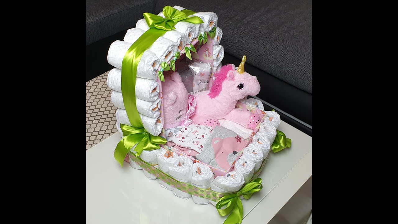 How to Make a Stroller Diaper Cake I Windelnwagen - Baby - Geschenk ♥ Kinderwagen aus Windeln