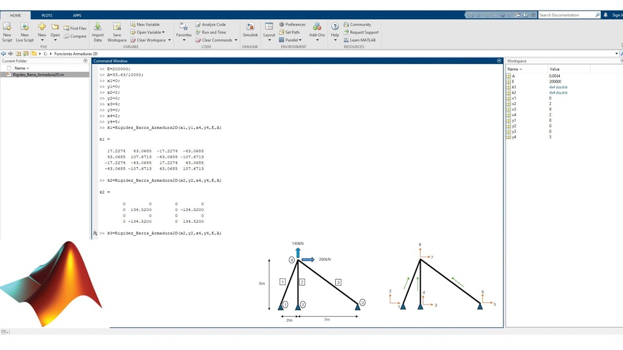 Matlab Aplicado - Cálculo de Rigidez de Barras - Armaduras