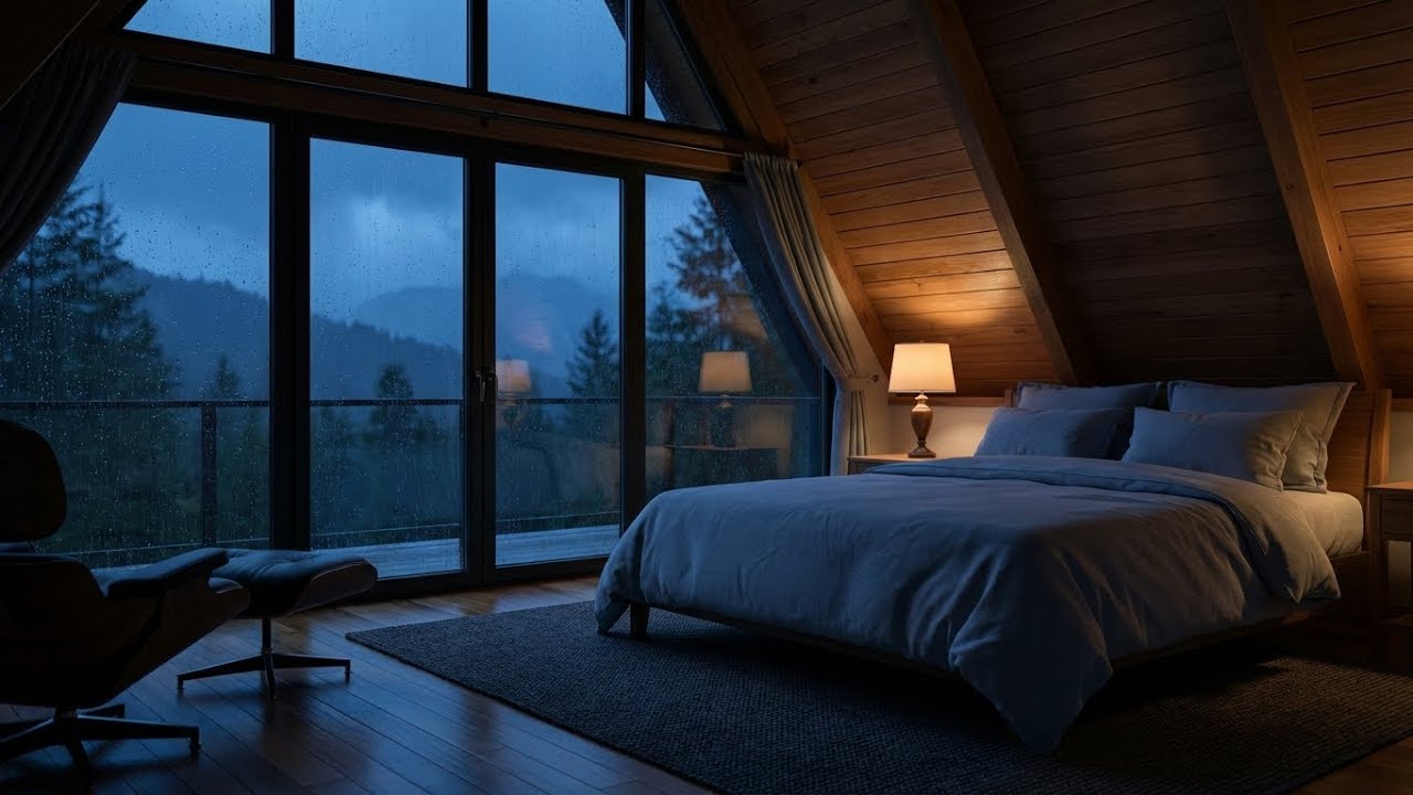 Pure Sleep: Rain piano for sleep, cozy forest retreat, absolute peace 🏔️