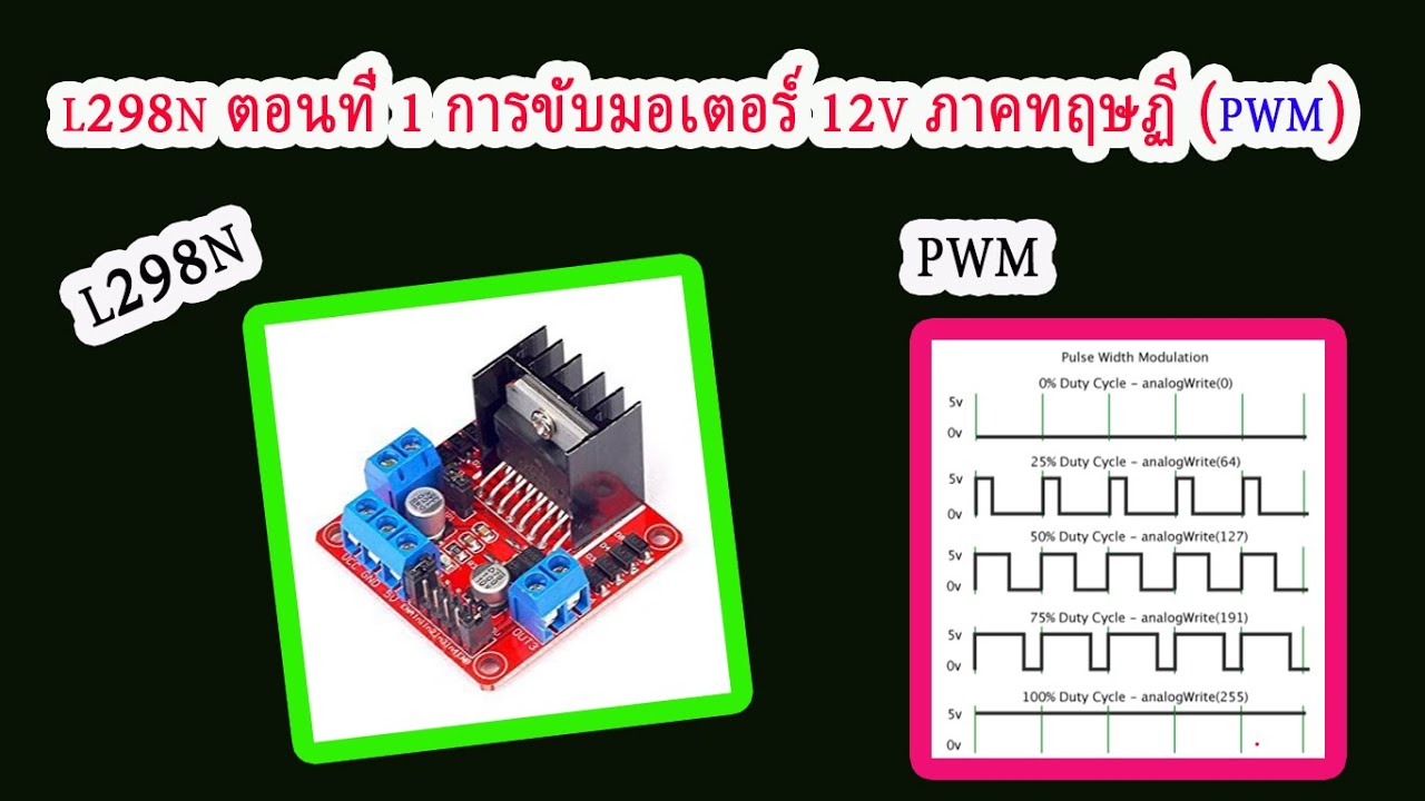 l298n ตอนที่ 1 การขับมอเตอร์ 12v ภาคทฤษฏี pwm