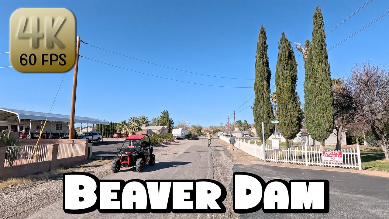 Driving Around Desert Small Town Beaver Dam, Arizona in 4k Video