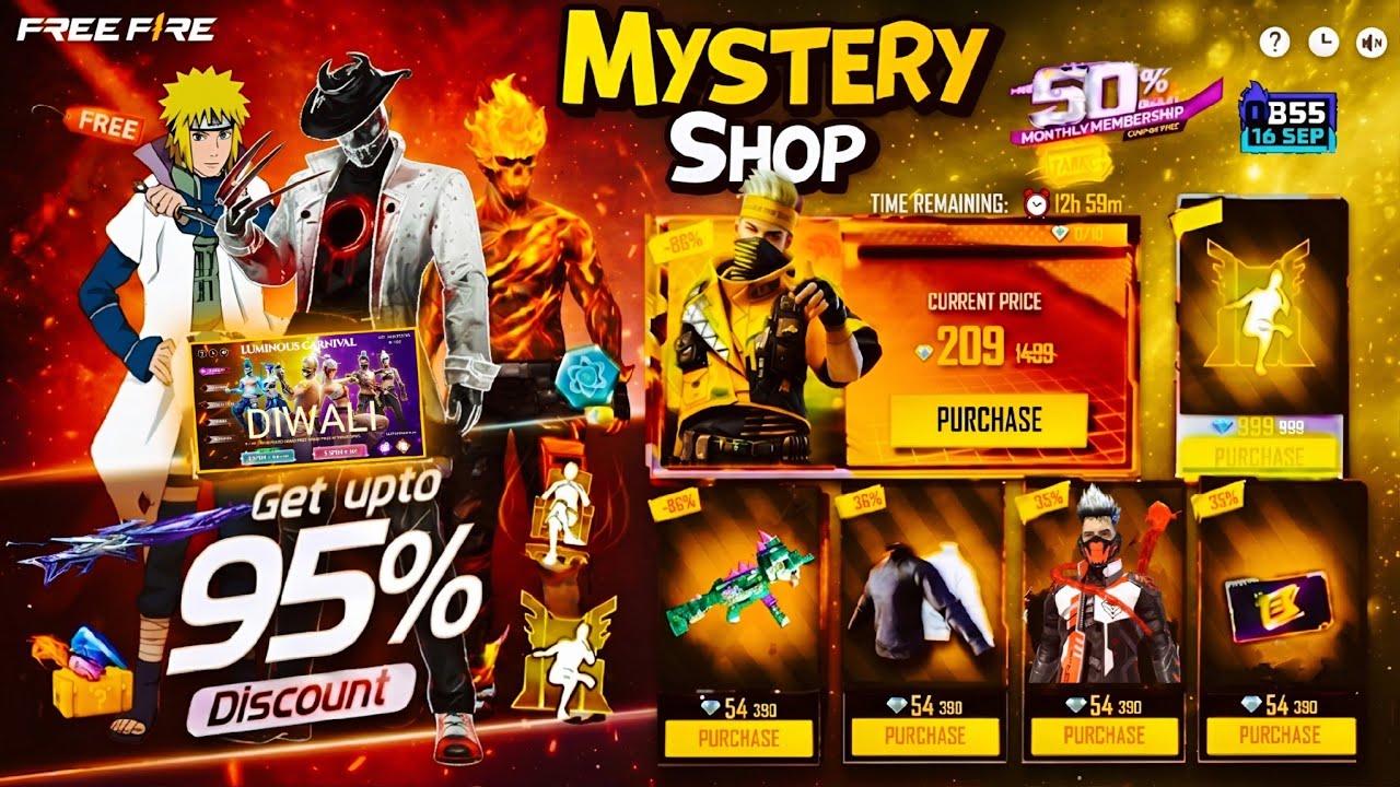 Next Mystery Shop Event Free Fire September🤯💥| Diwali Carnival OB55 Update l Free Fire New Event