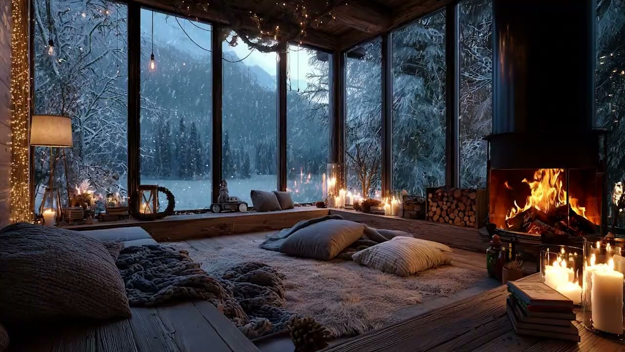 Gentle Winter Wind and Fireplace Crackle for Emotional Healing and Inner Calm