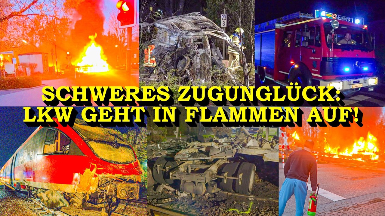 +++ EXPLOSIONEN & FLAMMEN BEI SCHWEREM ZUGUNGL&Uuml;CK +++ ZUG KRACHT IN LASTWAGEN | ANWOHNER GESCHOCKT