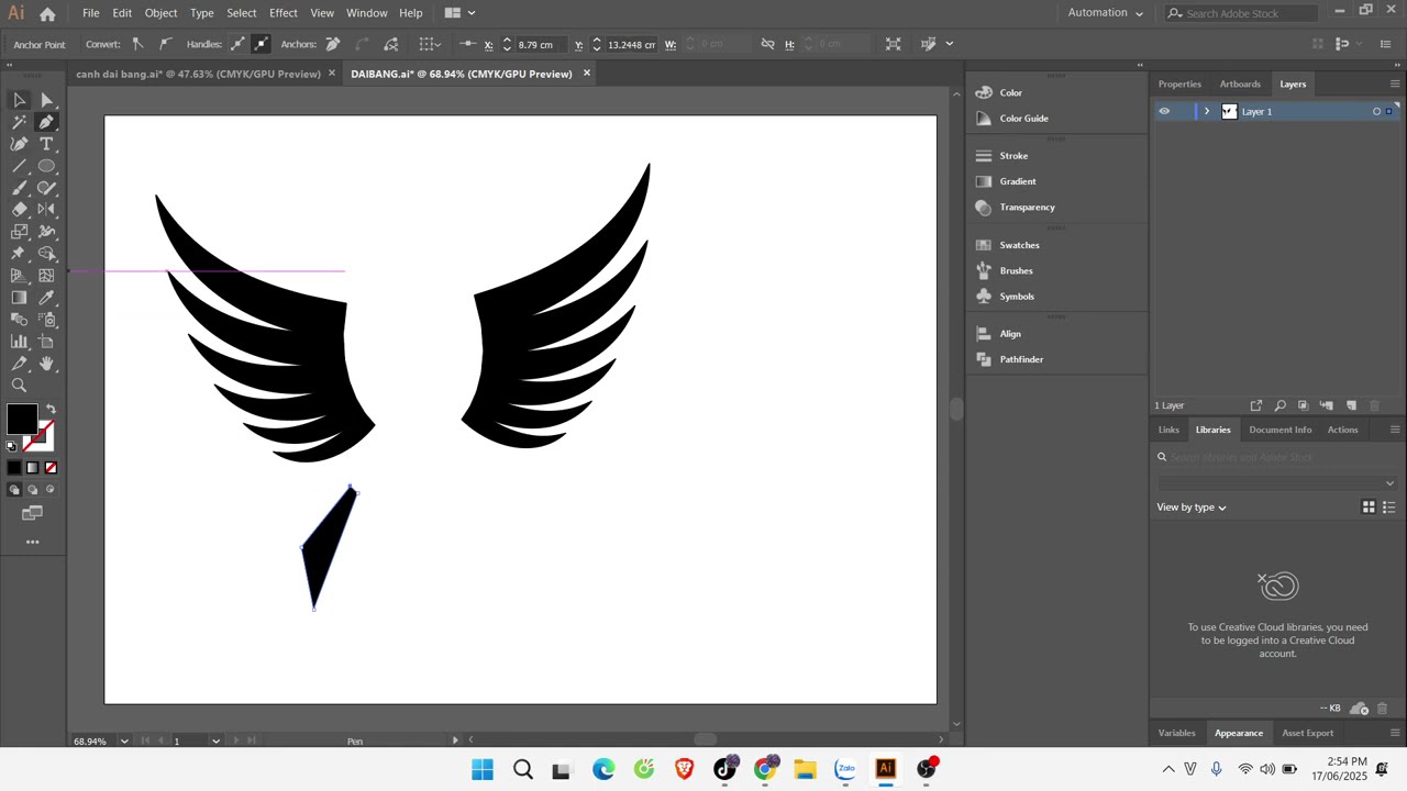 VẼ CÁNH CHIM ĐẠI BÀNG HIỆU ỨNG TRANSFORM IN ADOBE ILLUSTRATOR