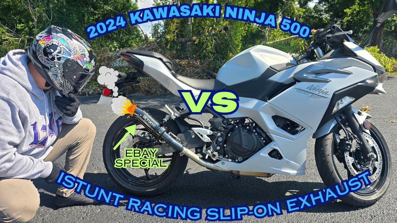 2024 Kawasaki Ninja 500 - Stock vs. iStunt Racing Slip-on Exhaust