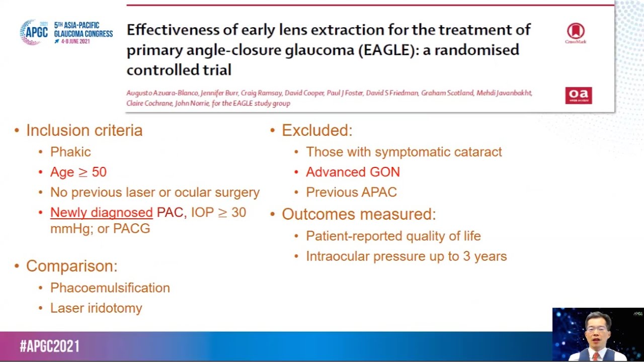 Early lens extractions in primary angle closure glaucoma (PACG )