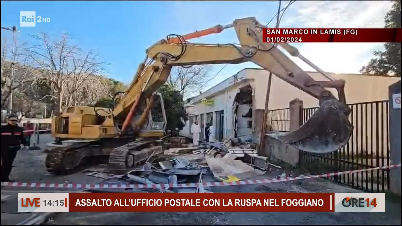 Foggia. Assalto all'ufficio postale con al ruspa - Ore 14 del 01/02/2024