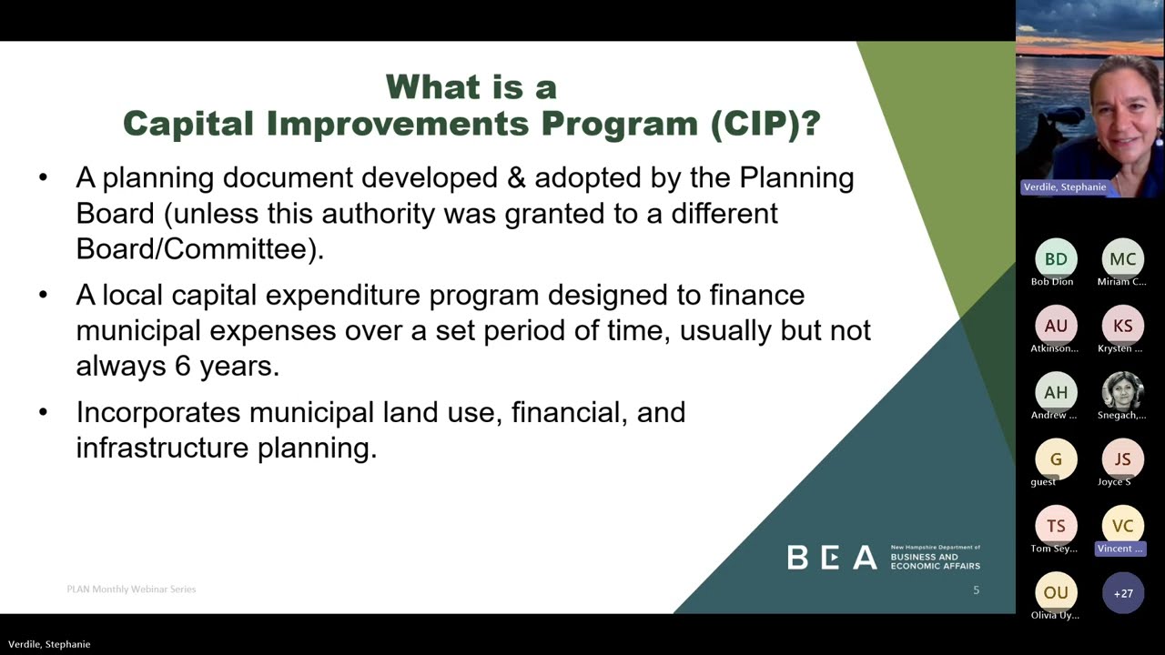 Recipe for CIP: How to start and utilize a Capital Improvements Program - PLAN webinar recording