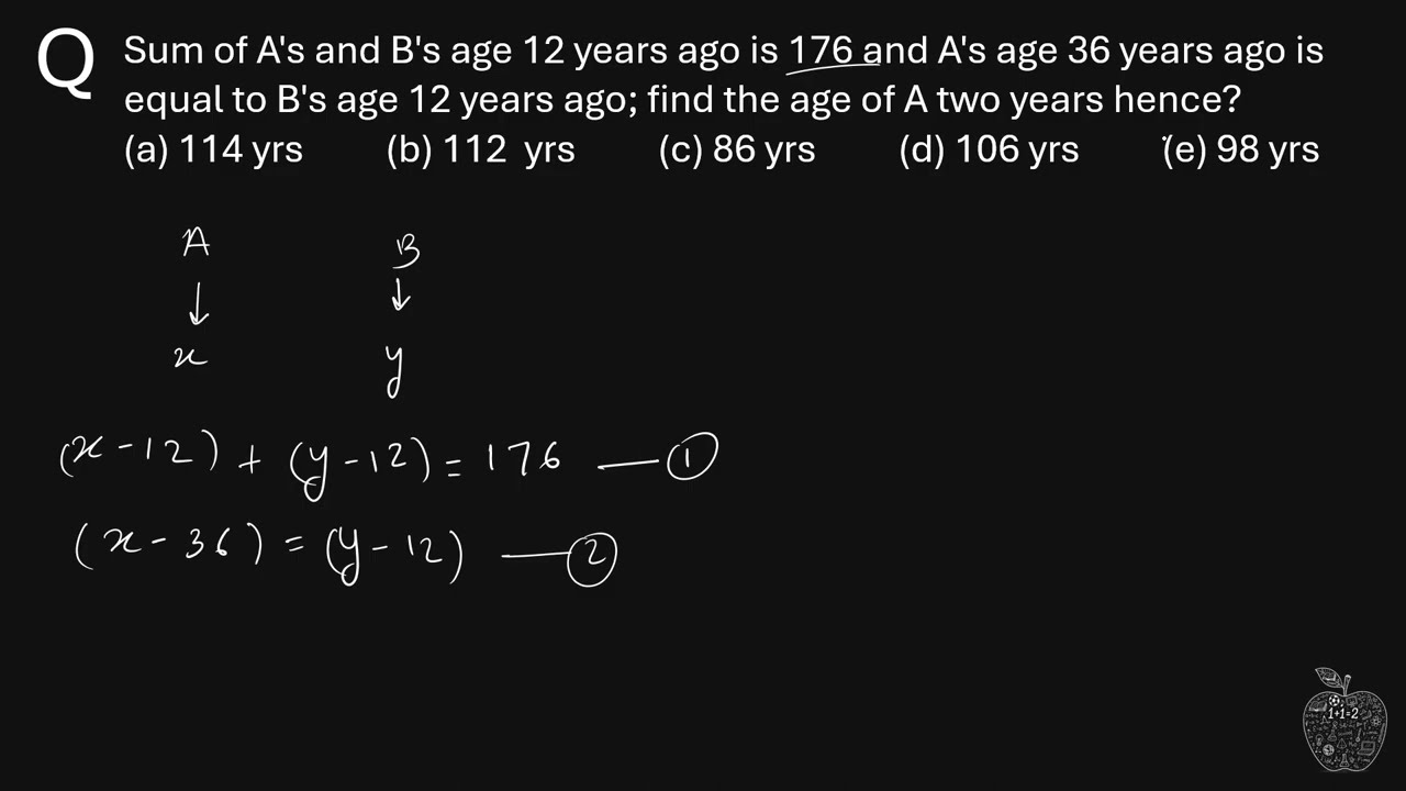 Sum of A's and B's age 12 years ago is 176 and A's age 36 years ago is equal to B's age 12 years ago