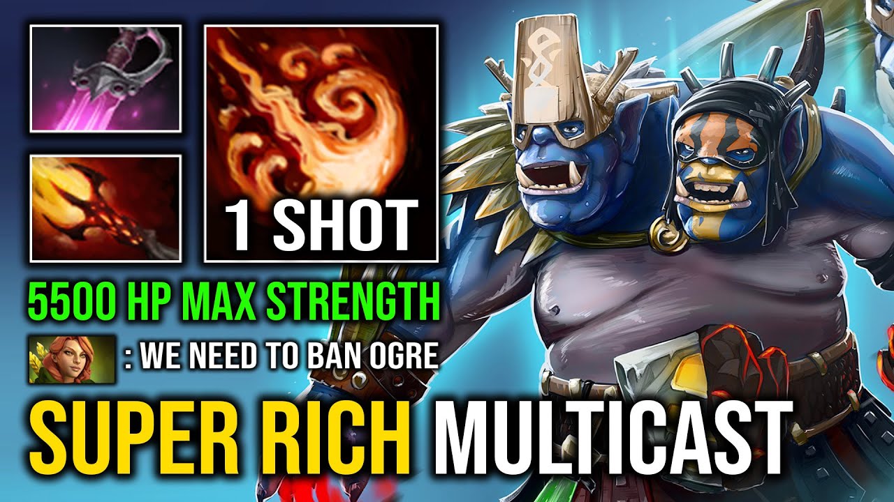 1 SHOT MULTICAST Khanda + Level 5 Dagon 5500 HP Raid Boss AOE Burst Combo Offlane Ogre Magi Dota 2