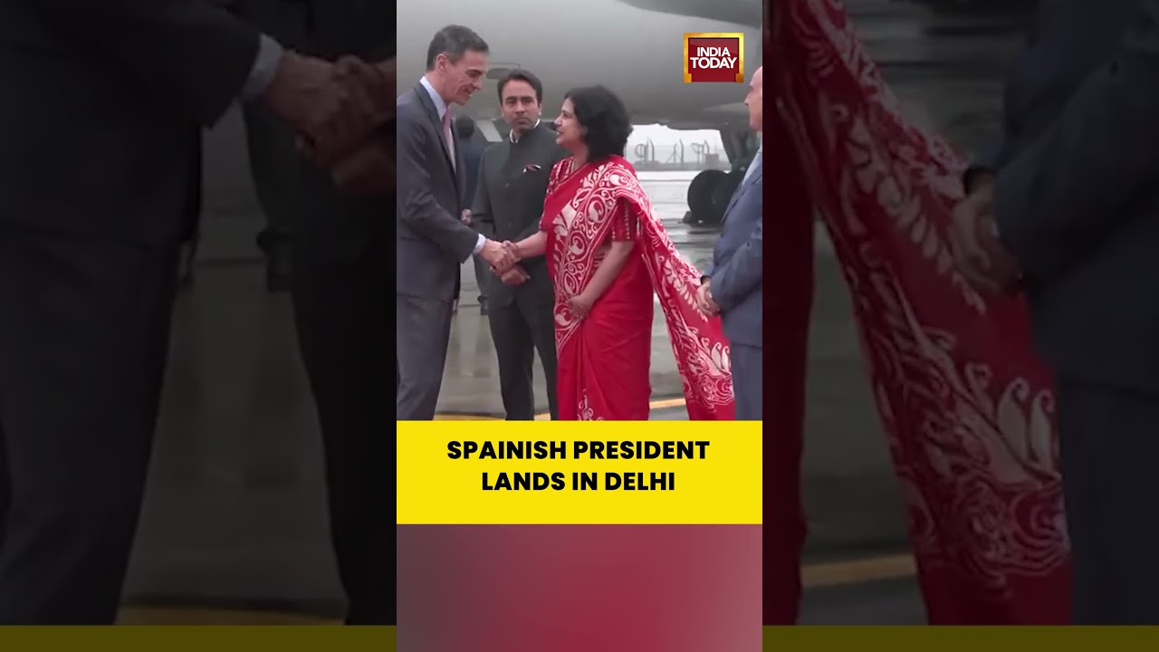 Spain President Pedro S&aacute;nchez Lands In Delhi | India AI Impact Summit 2026 #PedroSanchez #spain