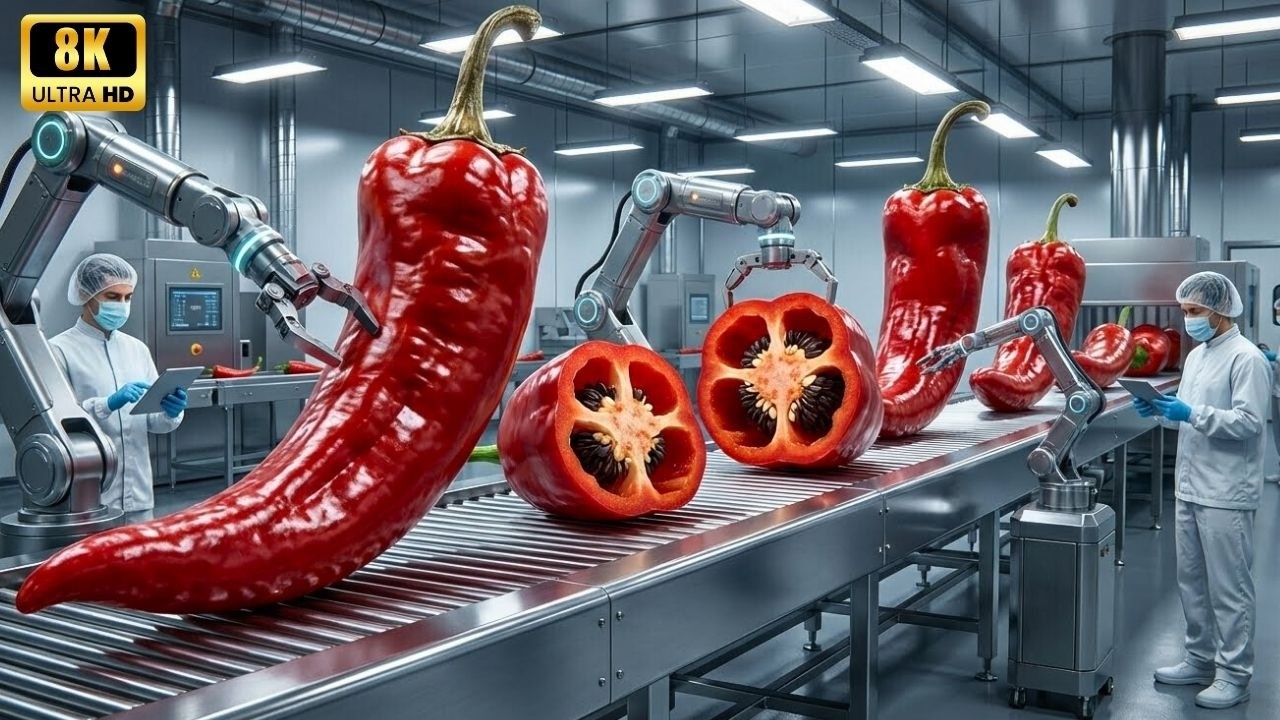 Inside a Modern Spice Processing Factory: From Raw Chili Peppers to Fine Chili Powder (Full Process)