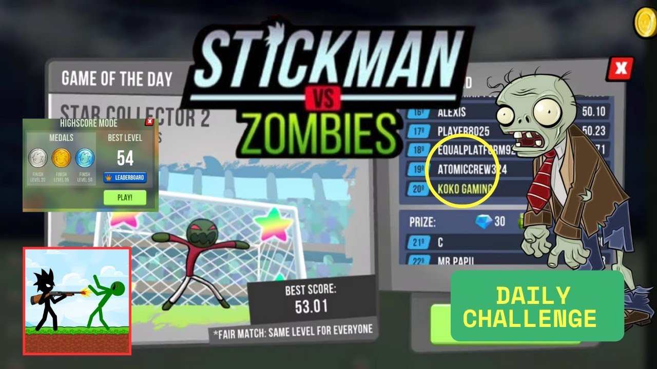 Stickman VS Zombies Gameplay Walkthrough | Daily Challenge Part 1 #games