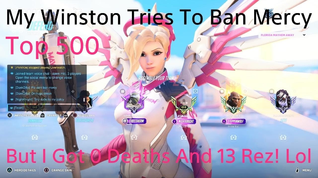 My Winston Tries To Ban Mercy For Some Reason. Top 500 Mercy Gameplay
