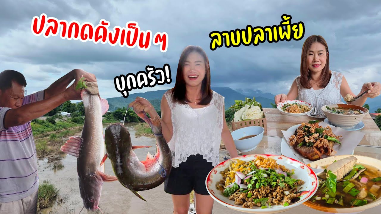 ตลาดปลาฝายวังปานลาบปลาเพี้ย ต้มยำปลากดคัง ปลาเนื้ออ่อนทอดกระเทียม ร้านลาบปลาเครือวัลย์
