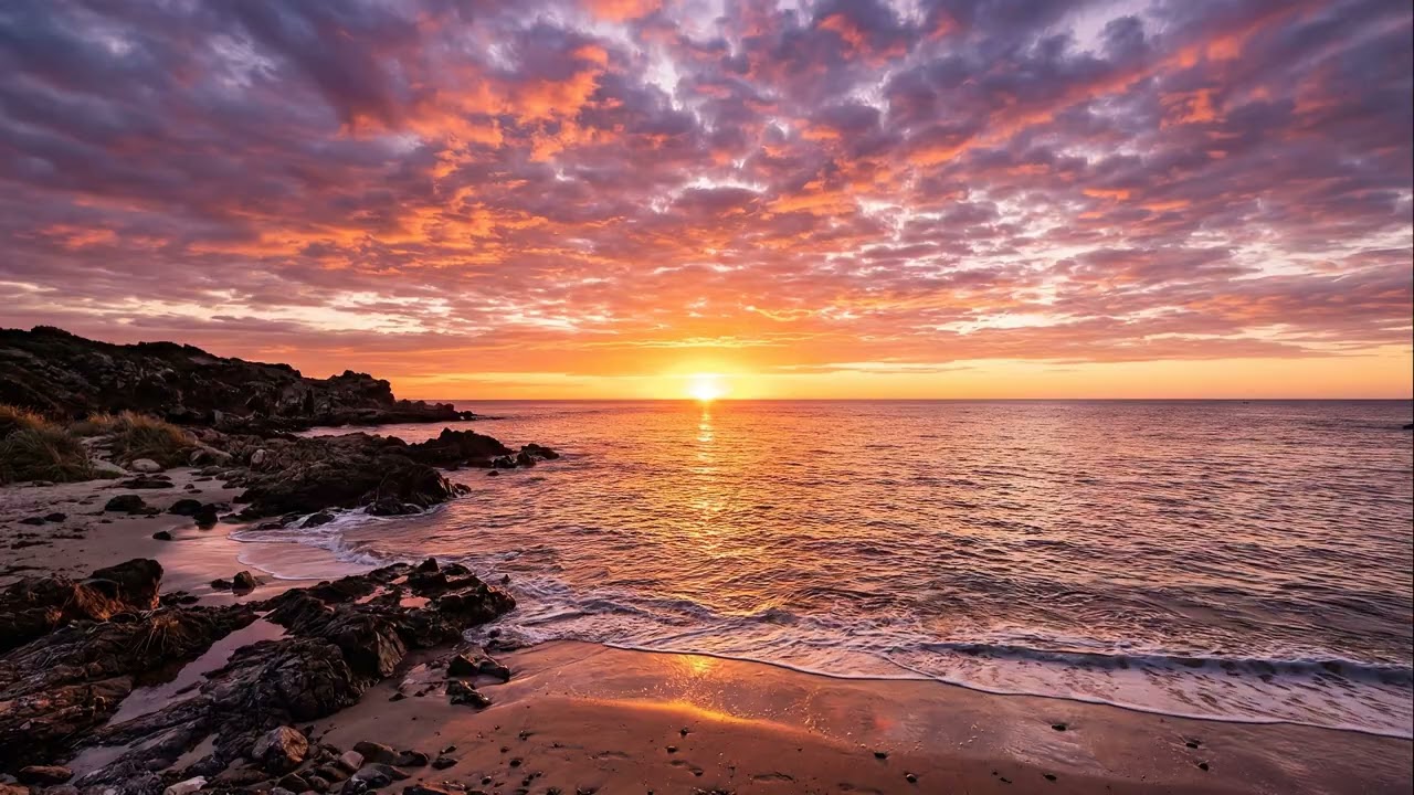 4K Ocean Screensaver with Waves & Golden Hour Light