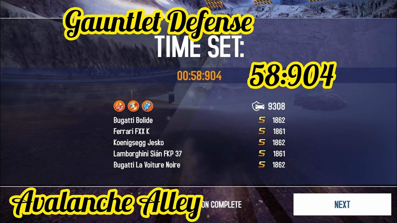 Asphalt 8 | Gauntlet Defense | Avalanche Alley 58:904 🔥