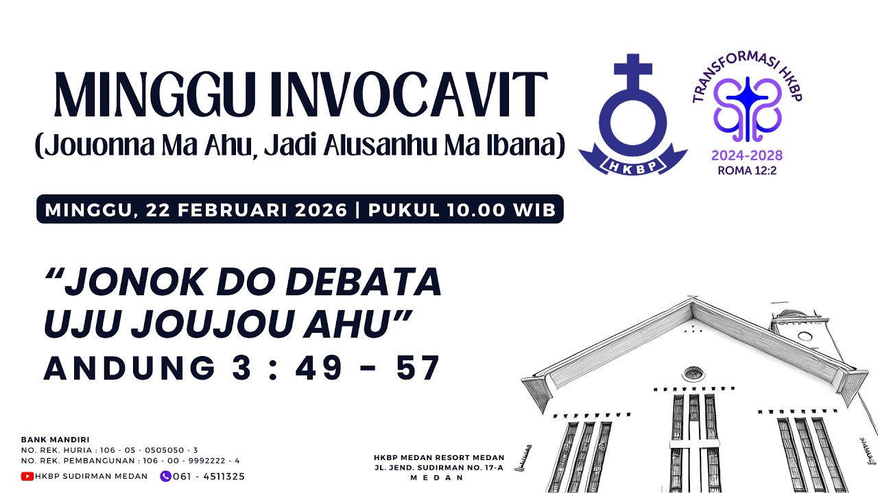 Parmingguon Minggu Invocavit HKBP Medan Sudirman | Minggu, 22 Februari 2026 Pukul 10.00 WIB