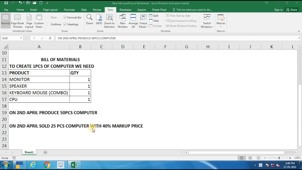 Manufacturing Entry Part 2