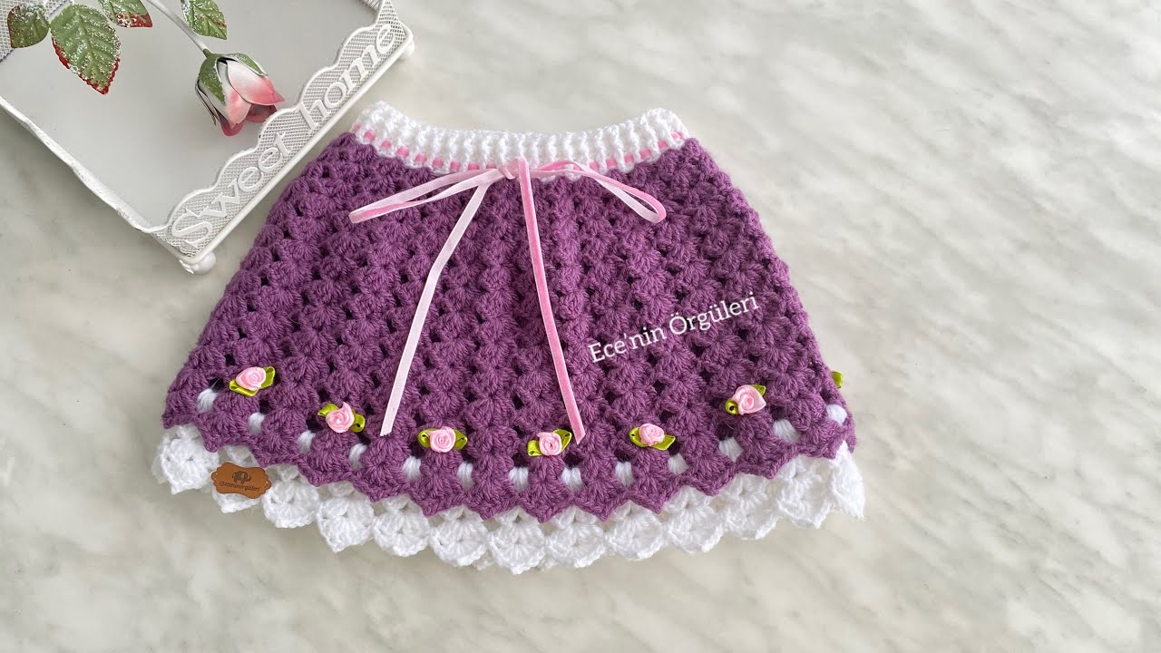 🌷🌸Floral Crochet Baby Set Skirt /Çiçekli Tığ işi Bebek Takımı Etek /3-6 ay