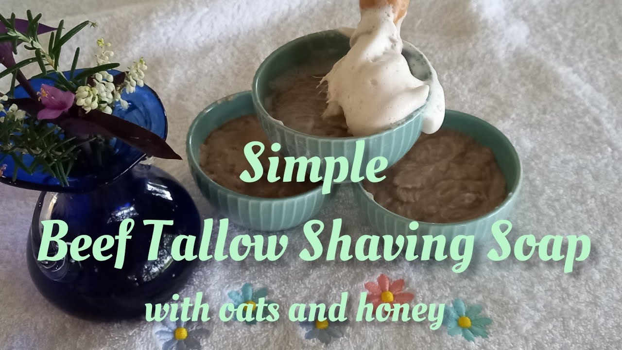 Beef tallow shaving soap | using simple ingredients | no stearic acid, no soy wax