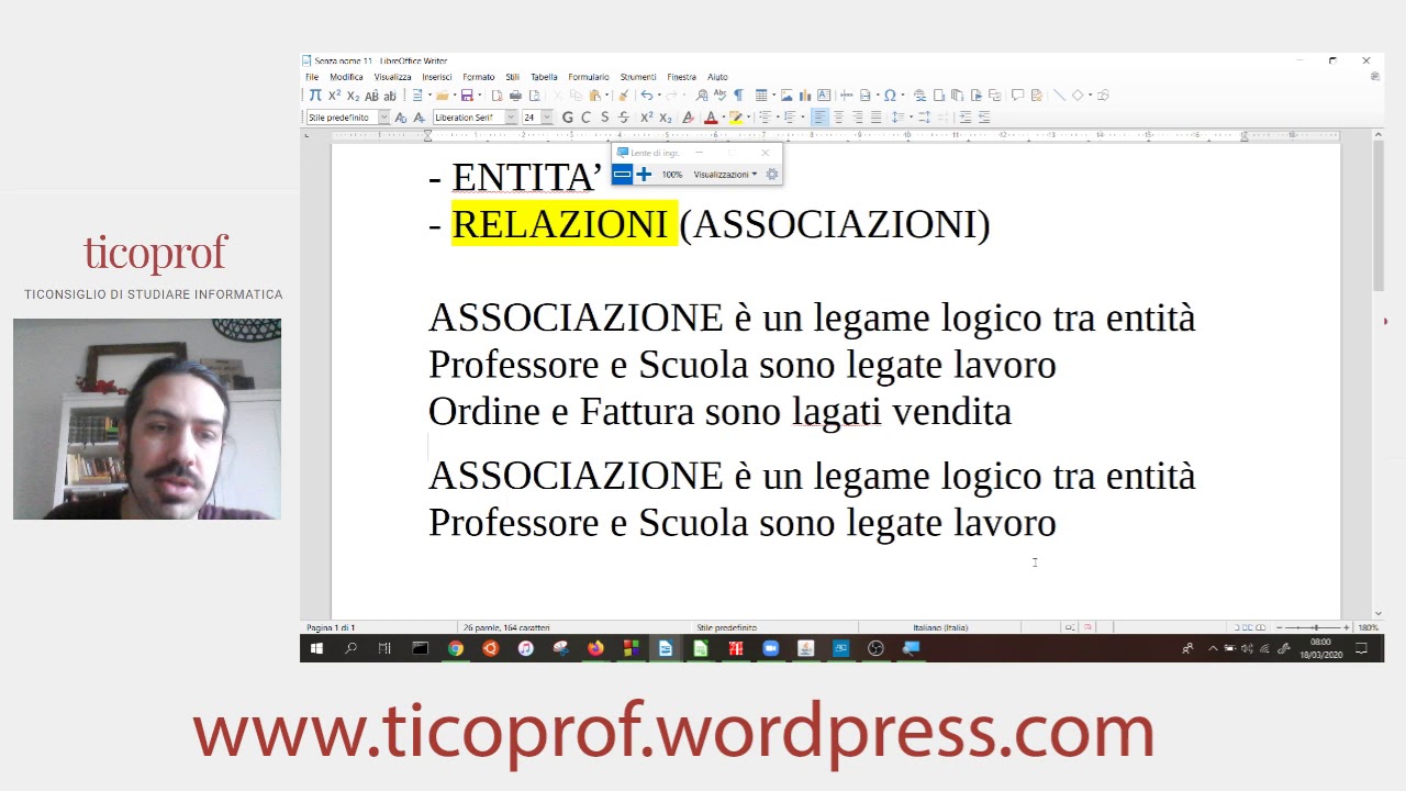Relazioni (associazioni) nel modello E-R e le cardinalità nella progettazione concettuale database