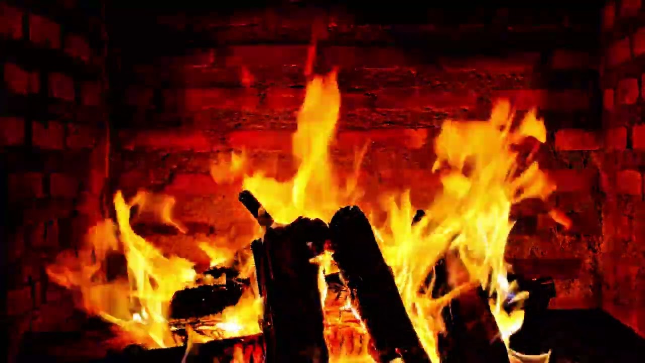 Warm Winter Firelight Glow with Real Burning Logs 🔥❄️