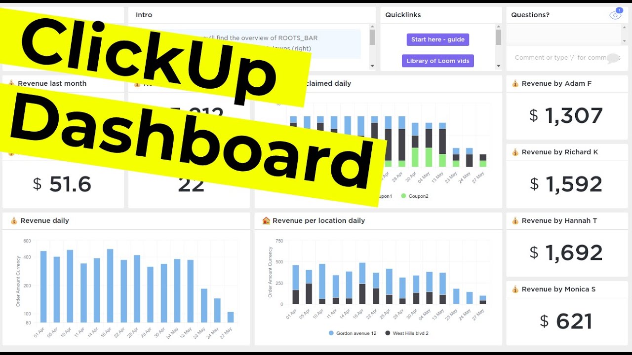 ClickUp Dashboard Example - Build a quick CRM for a Restaurant in Clickup
