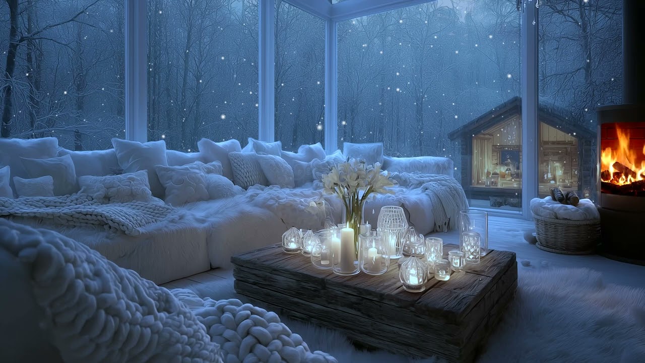 Stress Relief Piano Music with Crackling Fire | Calm & Peaceful Atmosphere