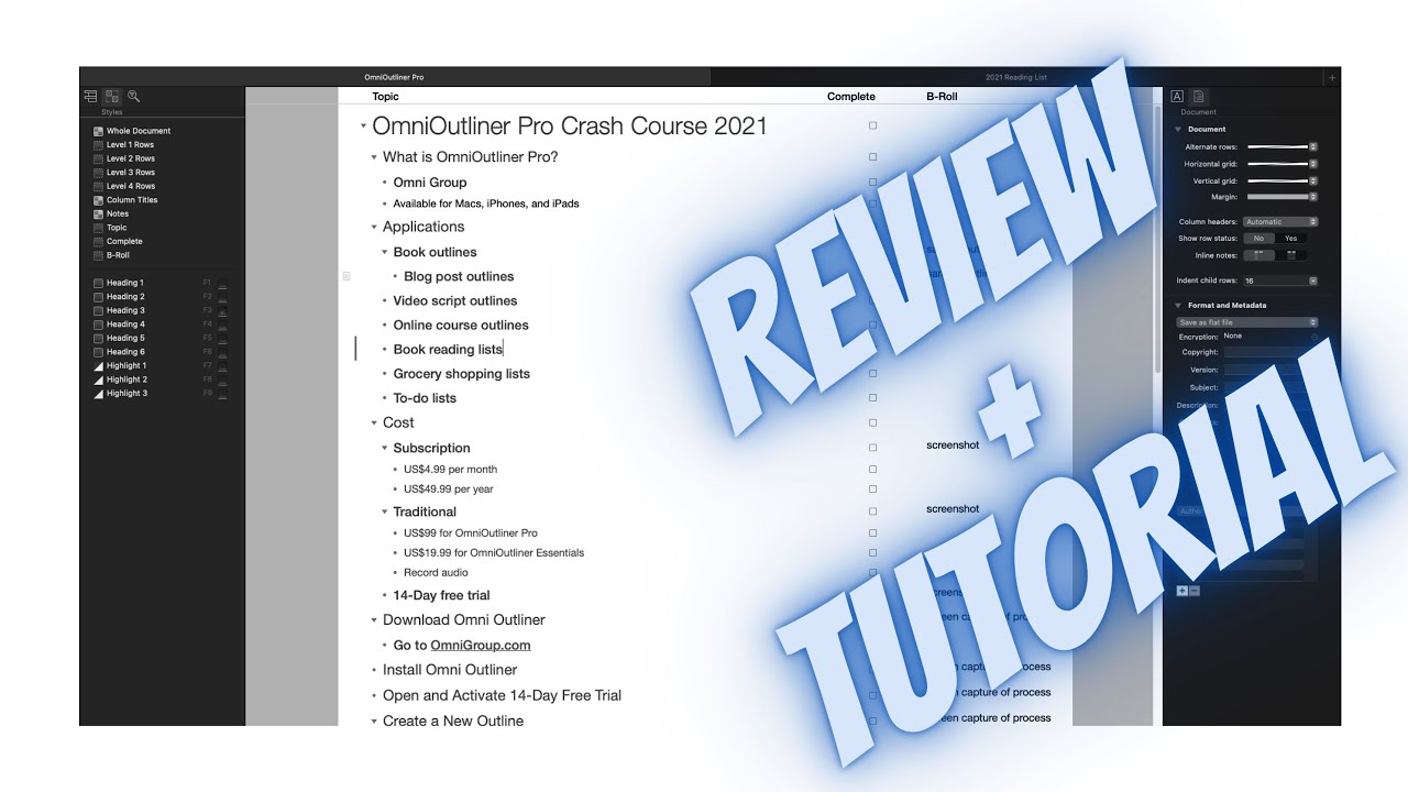 A Deep Dive Into OmniOutliner Pro 5 (Review + Tutorial)