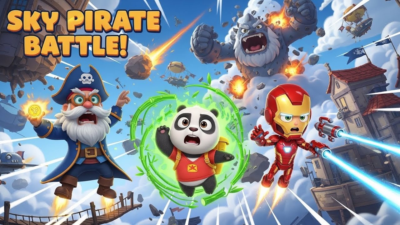 Join Bao the panda and Iron-Man Kid Team Up to Save the Floating City from a Mischievous Sky Monster
