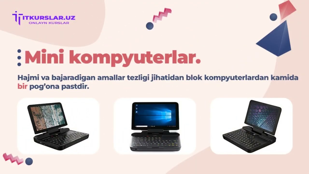 1. Kompyuter nima. Kompyuter turlari. Kompyutering ichki va tashqi dasturiy ta'minoti.