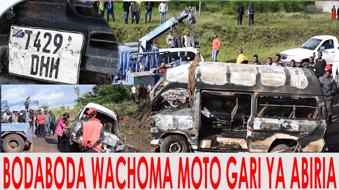BODABODA WACHOMA HAISI KWA PETROLI BAADA YA KUGONGA MTU ILIKUWA NA MKE MUME DEREVA