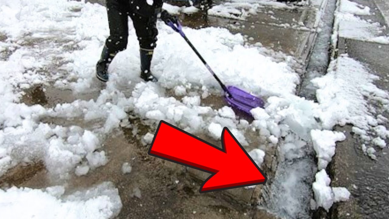 ASMR Snow Removal into Mini Waterfall  Loud Water Sounds & Parking Lot Cleanup #17